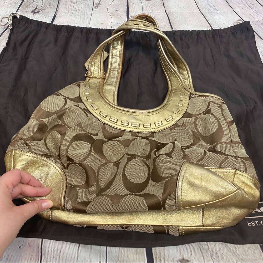 COACH Ergo Signature Pleated Satchel - Picture 3 of 8